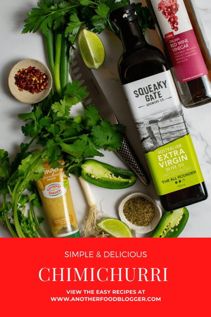 chimichurri ingredients on a kitchen counter top