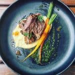Braised beef cheeks, polenta & carrots