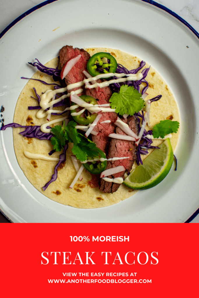 steak taco carne asada style on a plate