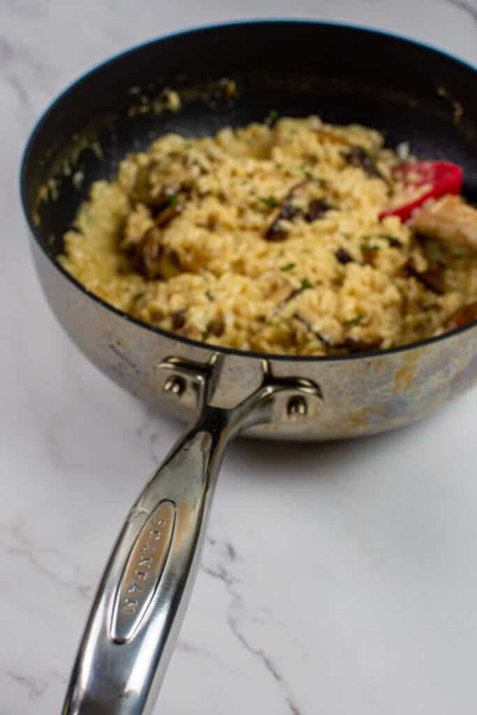 wild mushroom risotto in scanpan saute pan