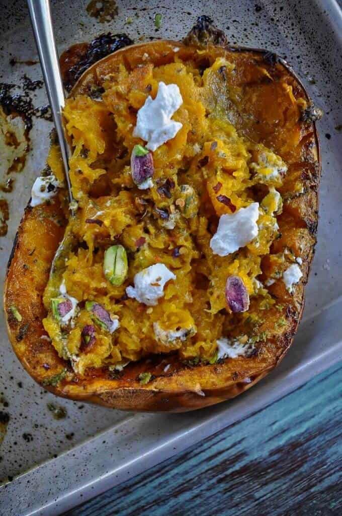 Whole Roasted Squash, goats curd & pistachios