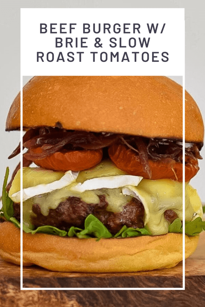 organic beef burger,brie, slo roasted tomatoes & onion marmalade