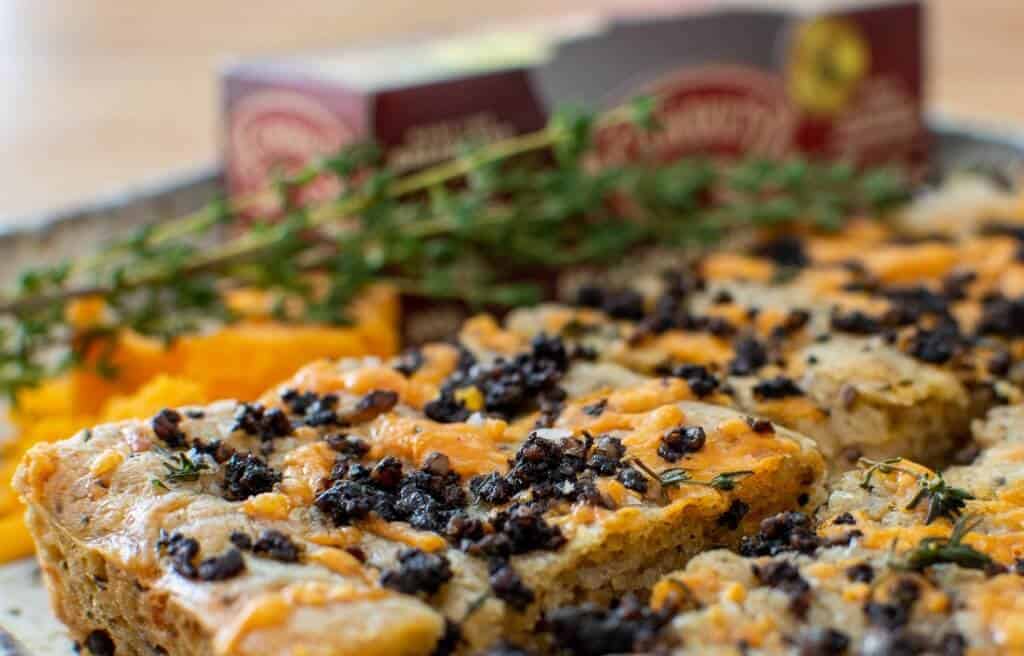 Black Pudding Focaccia Black Pudding Focaccia, thyme & clonakilty pudding box