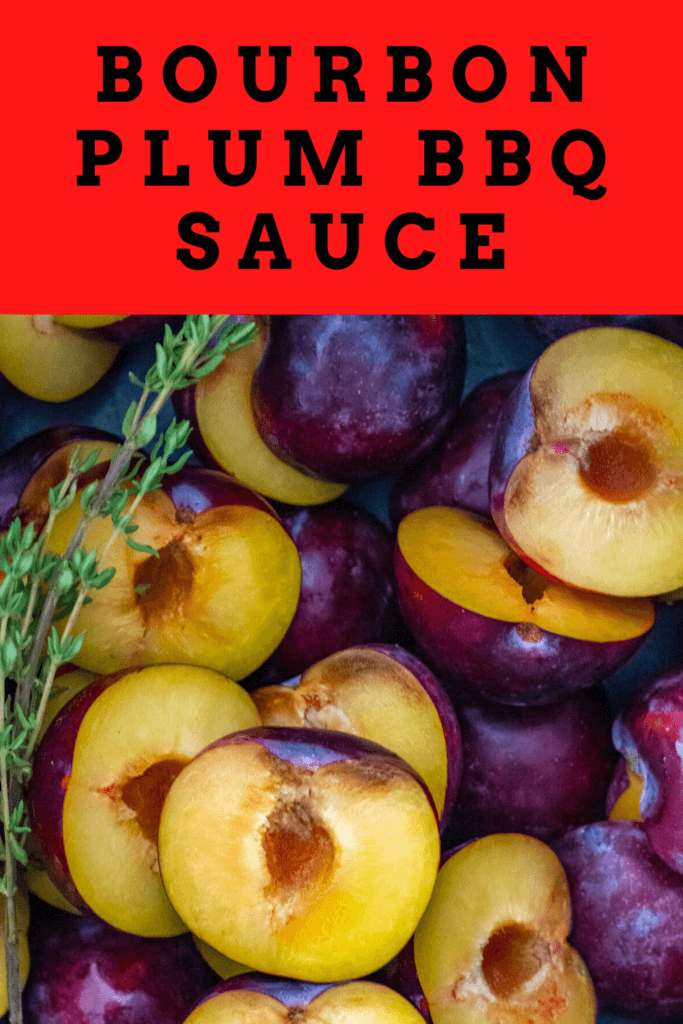 plums and thyme in a saucepan