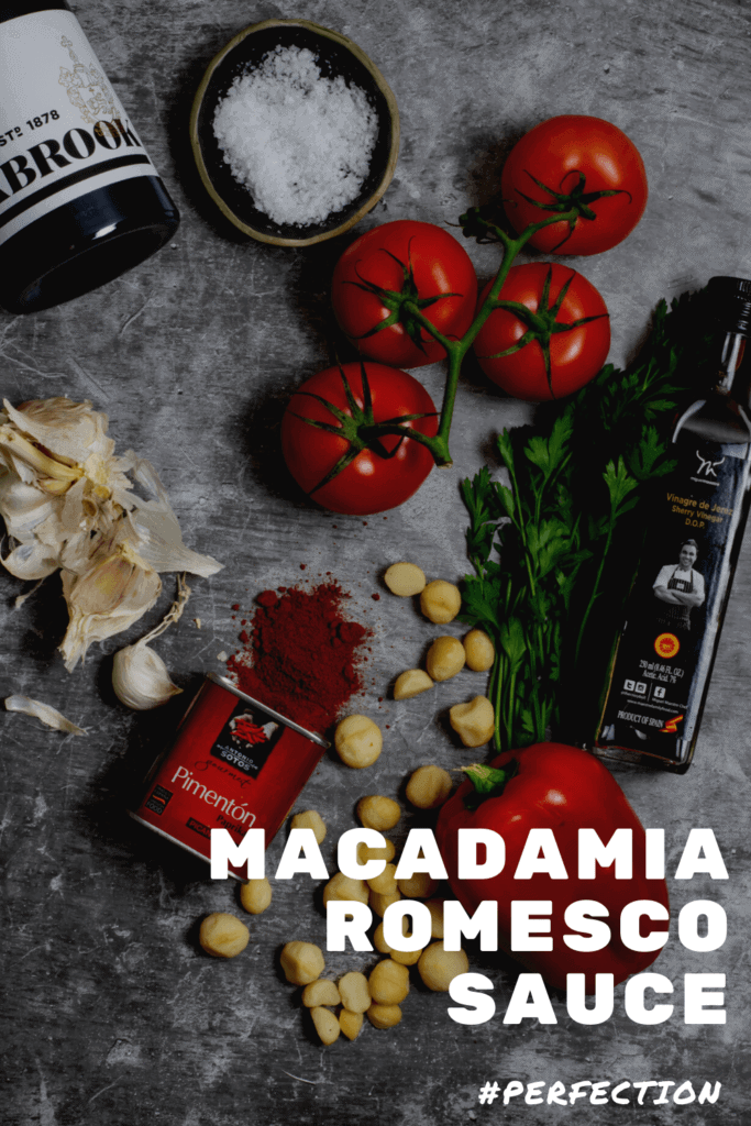 Ingredients for macadamia romesco sauce