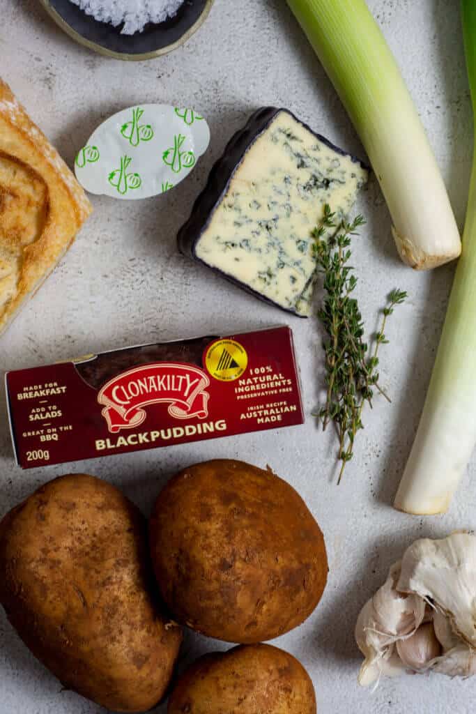 Potato & leek soup ingredients
