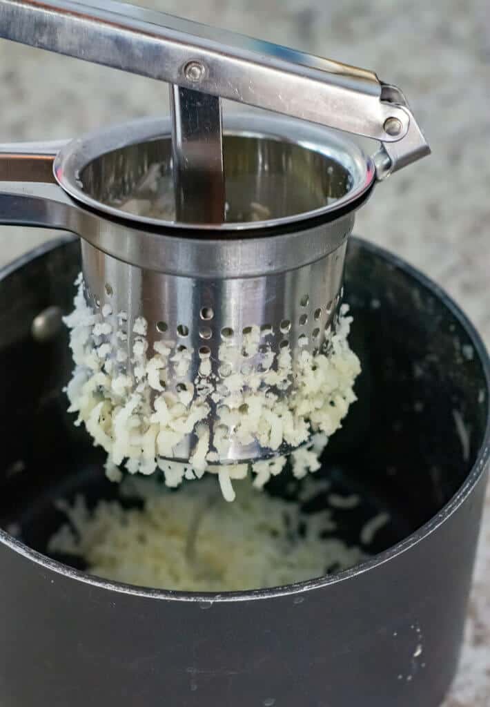 potatoes in a potato ricer