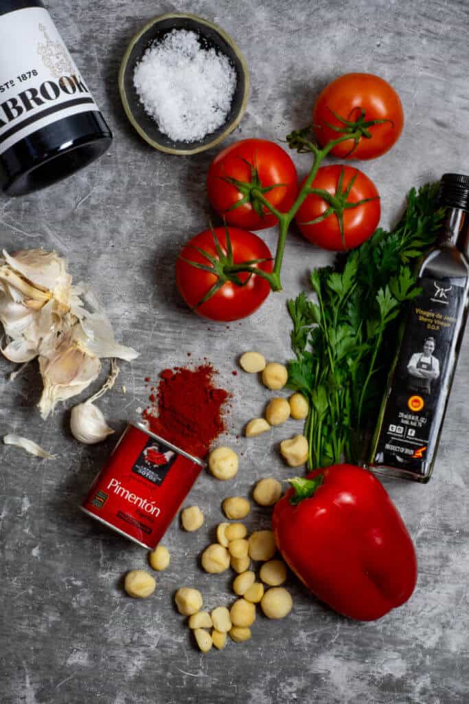 Ingredients for macadamia romesco sauce