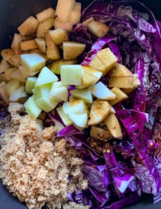 red cabbage ingredients in pot