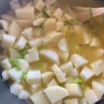 Potatoes & leeks cooking