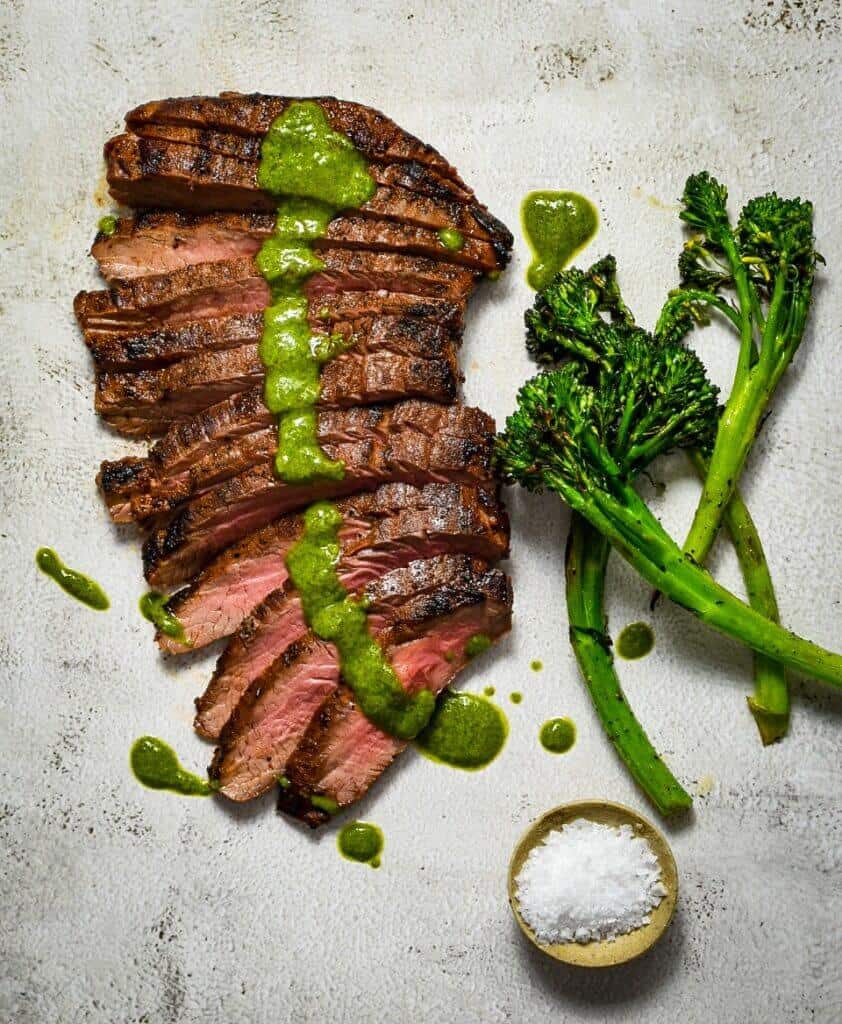 skirt steak, chimichurri & broccolini