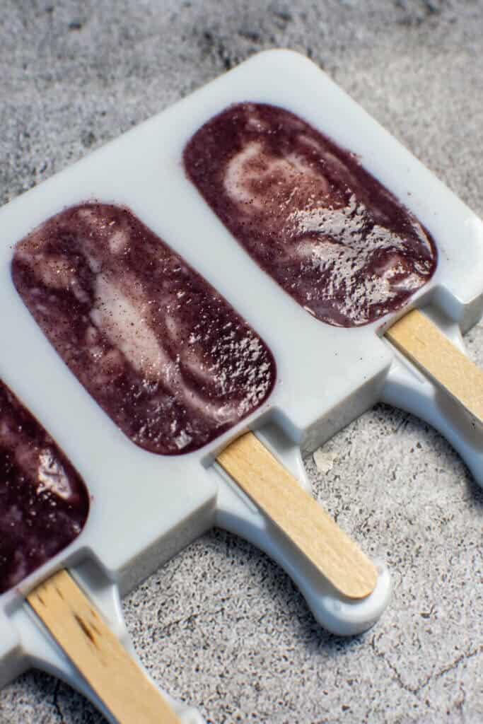 Acai ice pops in ice pop molds