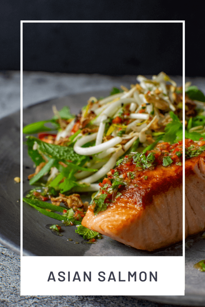 crispy salmon fillet, nam prik dressing & beansrout salad