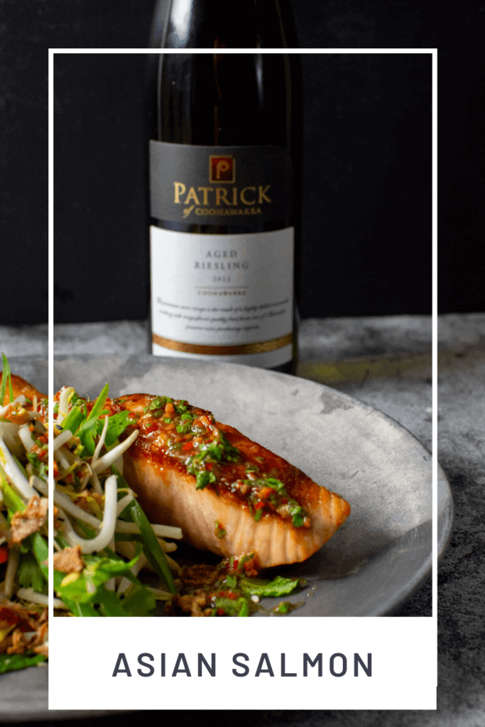 patrick of coonawarra riesling, salmon & beansprout salad