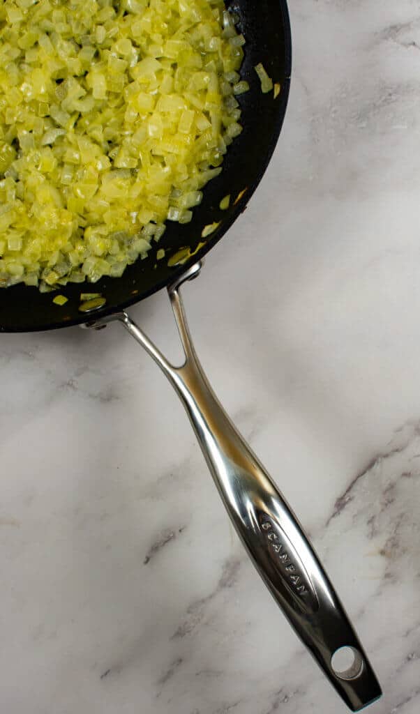 sauteed onions in scanpan frying pan
