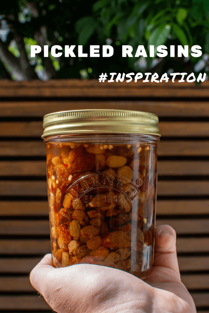 pickled raisins in a kilner jar