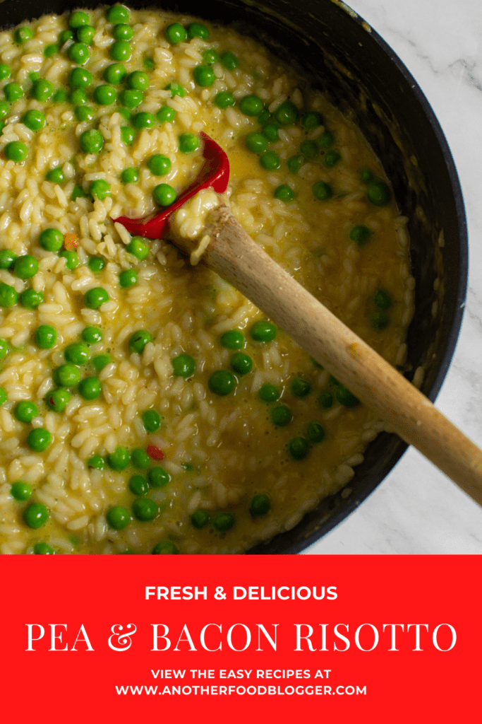 pea risotto in a scanpan pan