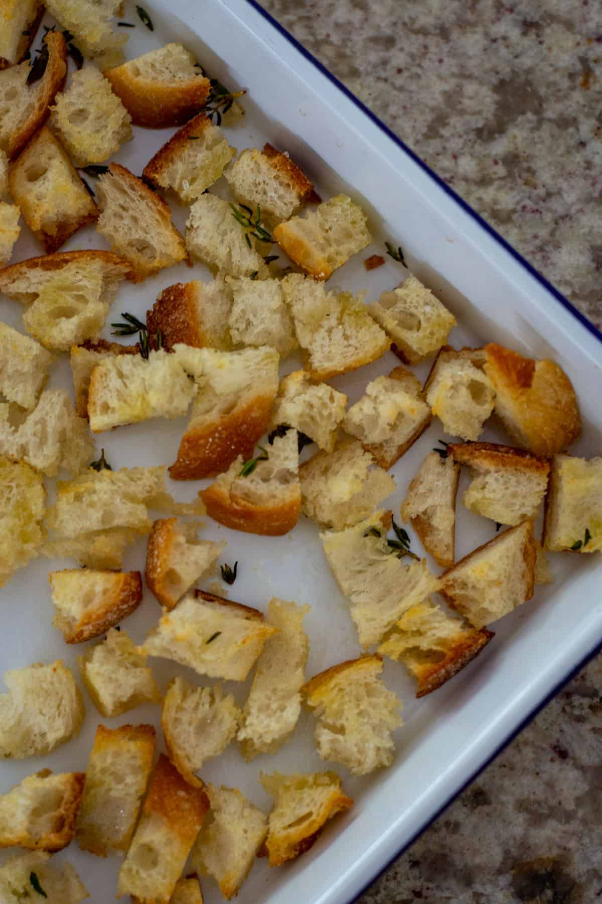 crispy garlic croutons