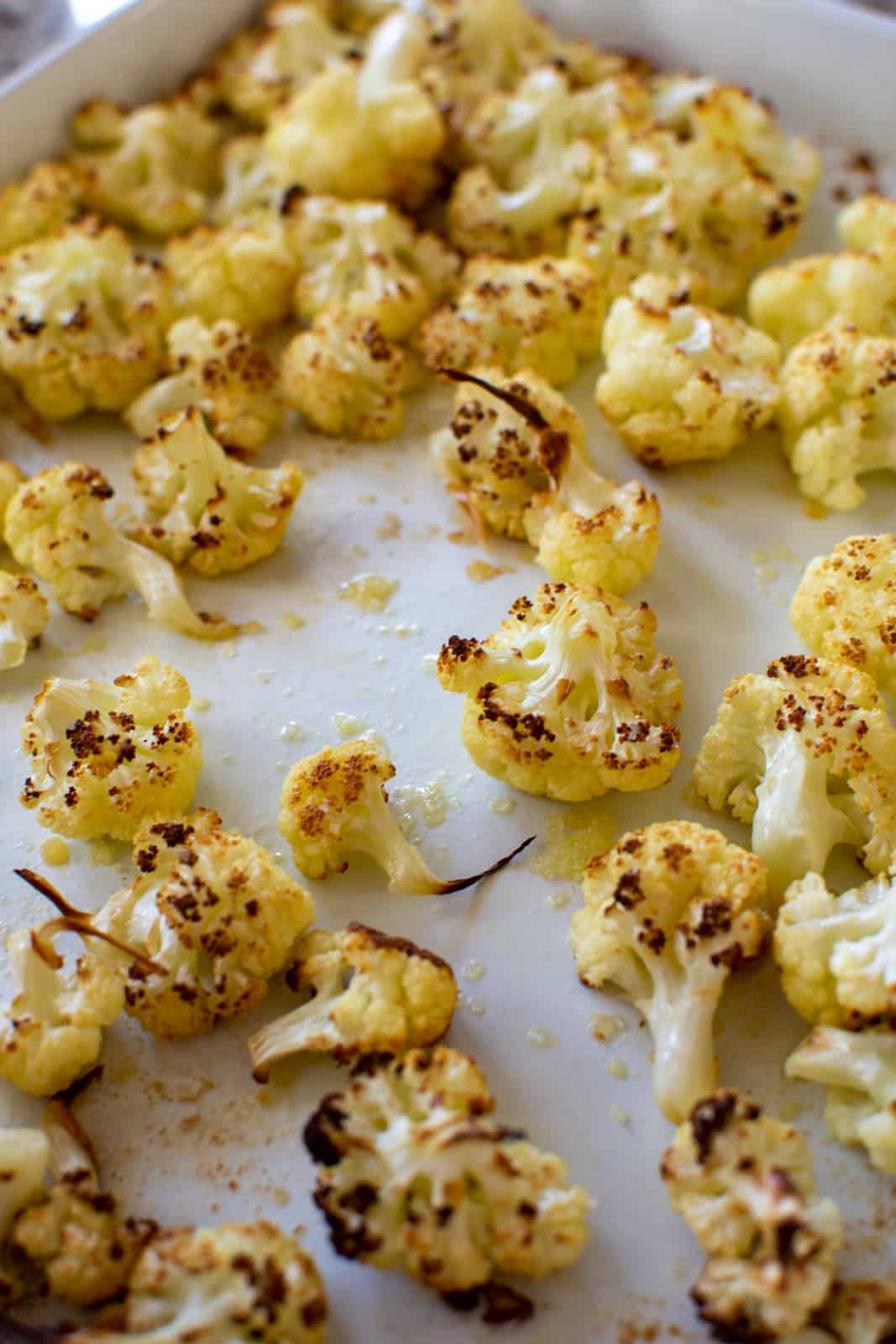roasted cauliflower on a tray