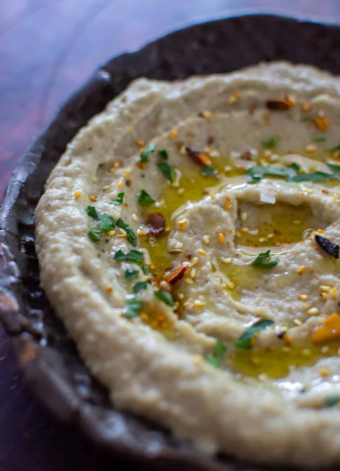 close up of smokey baba ghanoush