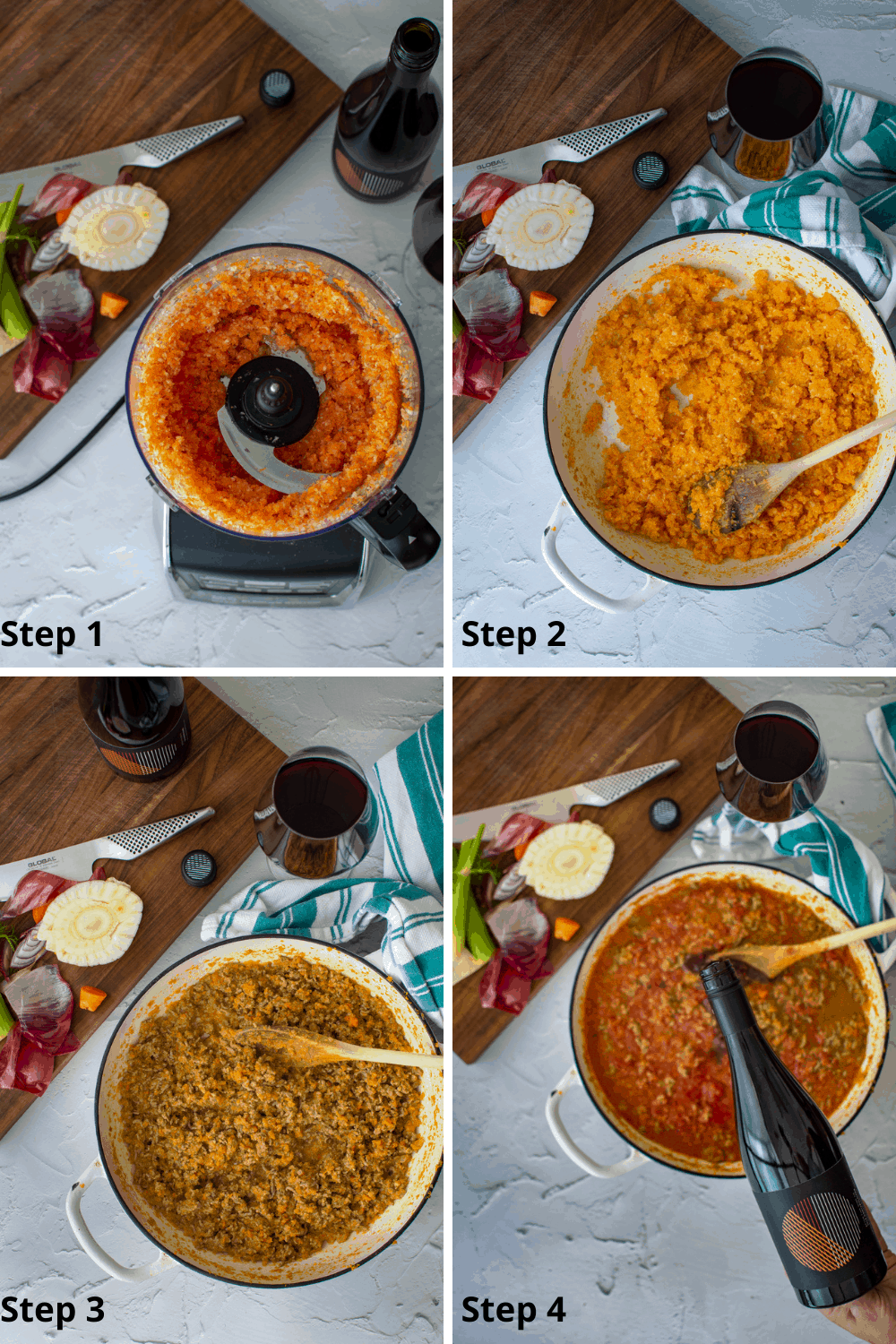 step by step images of how to make lamb mince ragu