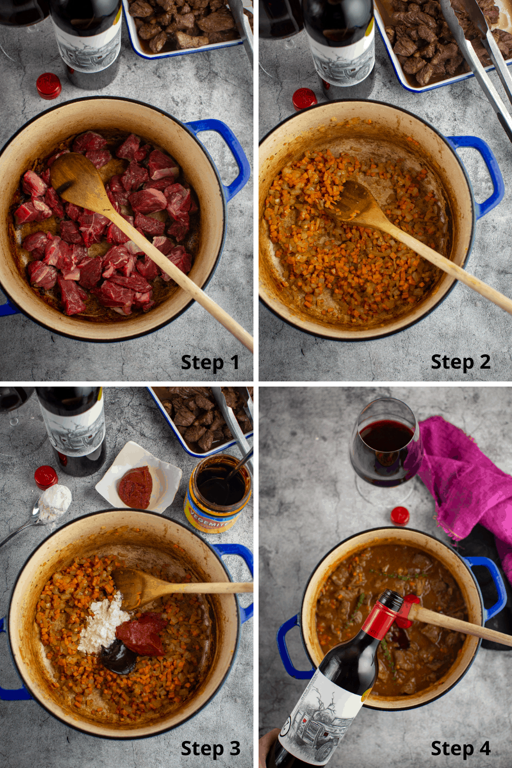 step by step instructions for chunky beef pies