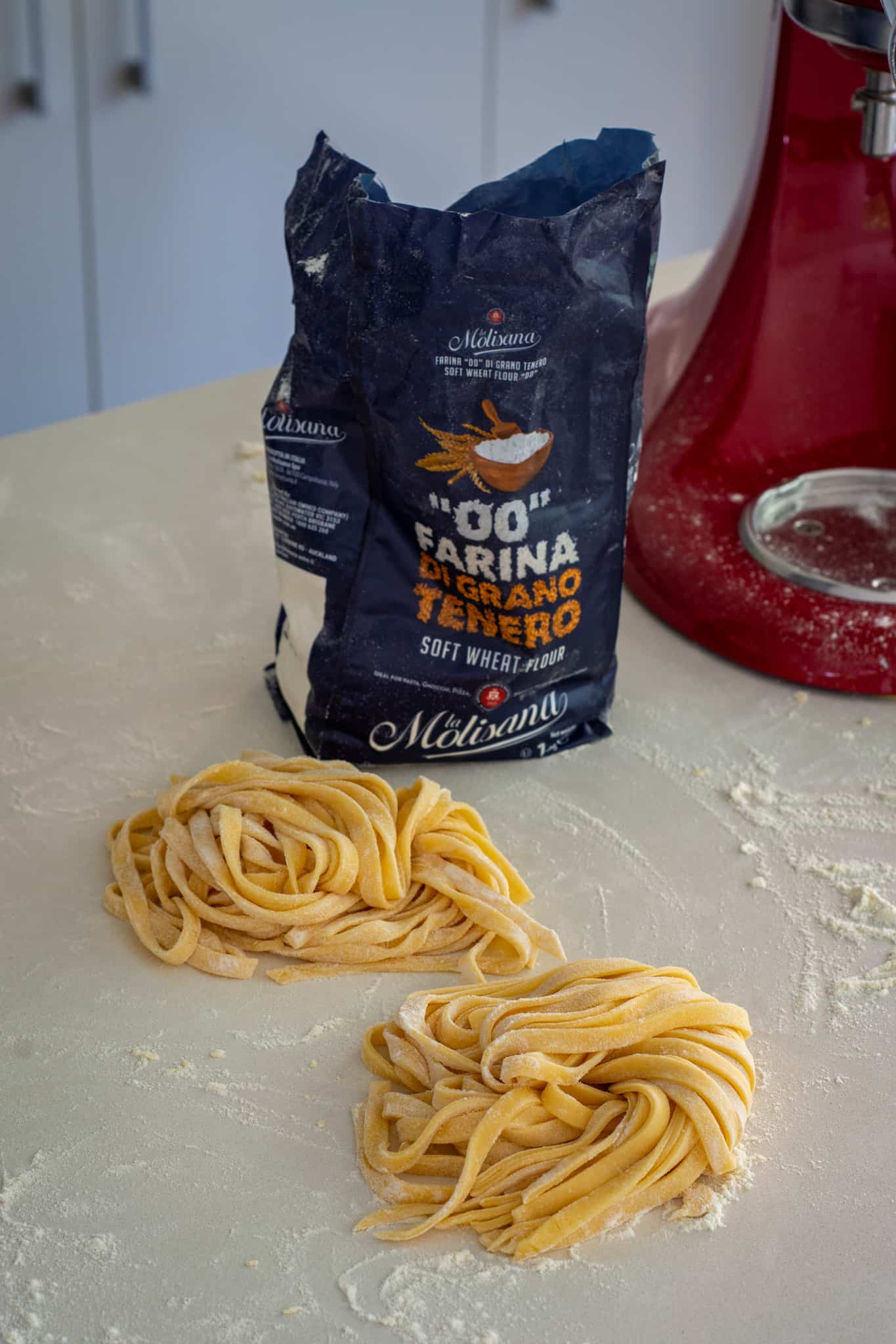 fresh pasta on kitchen counter top