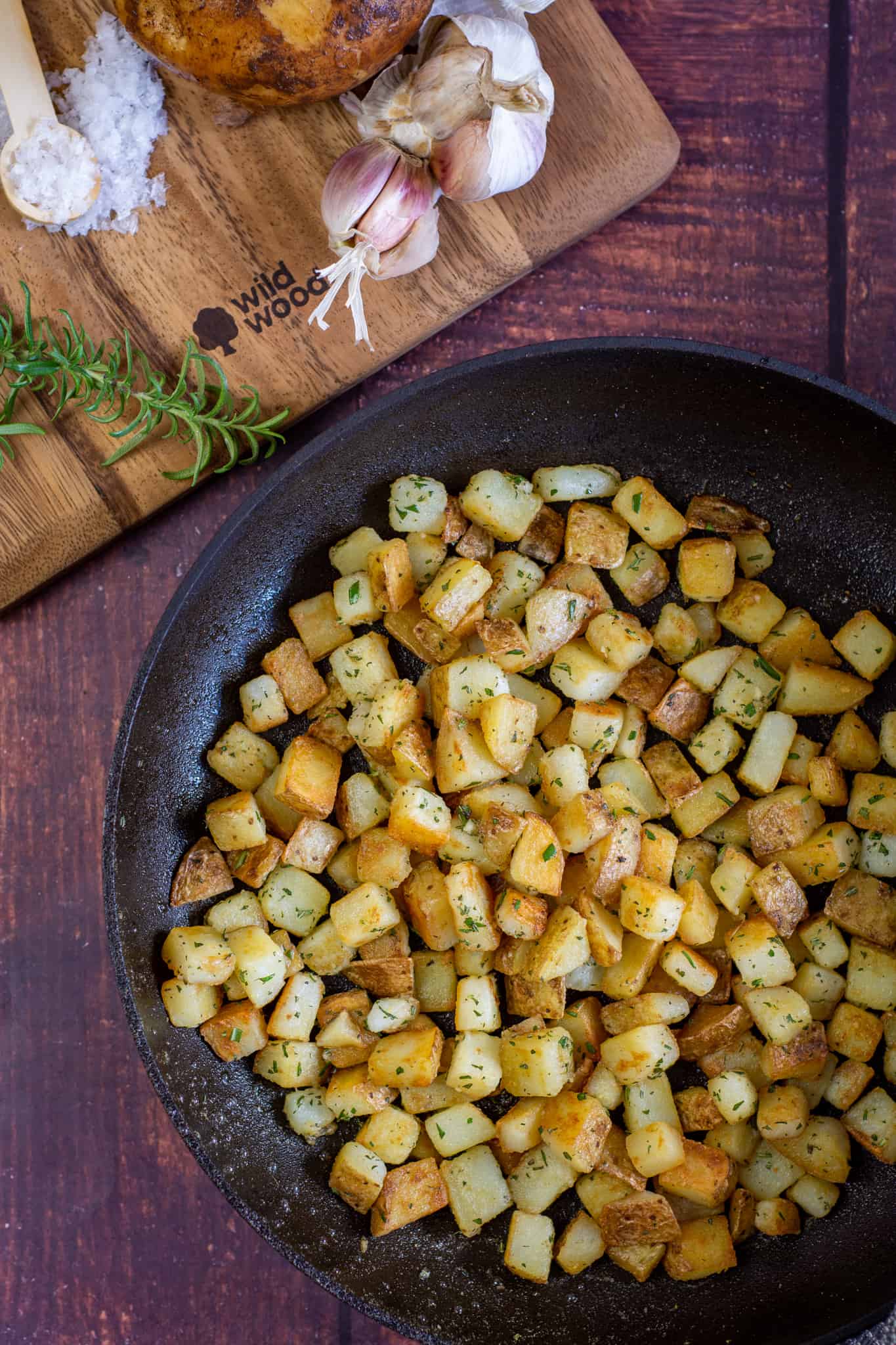 parmentier potatoes in a frying pan