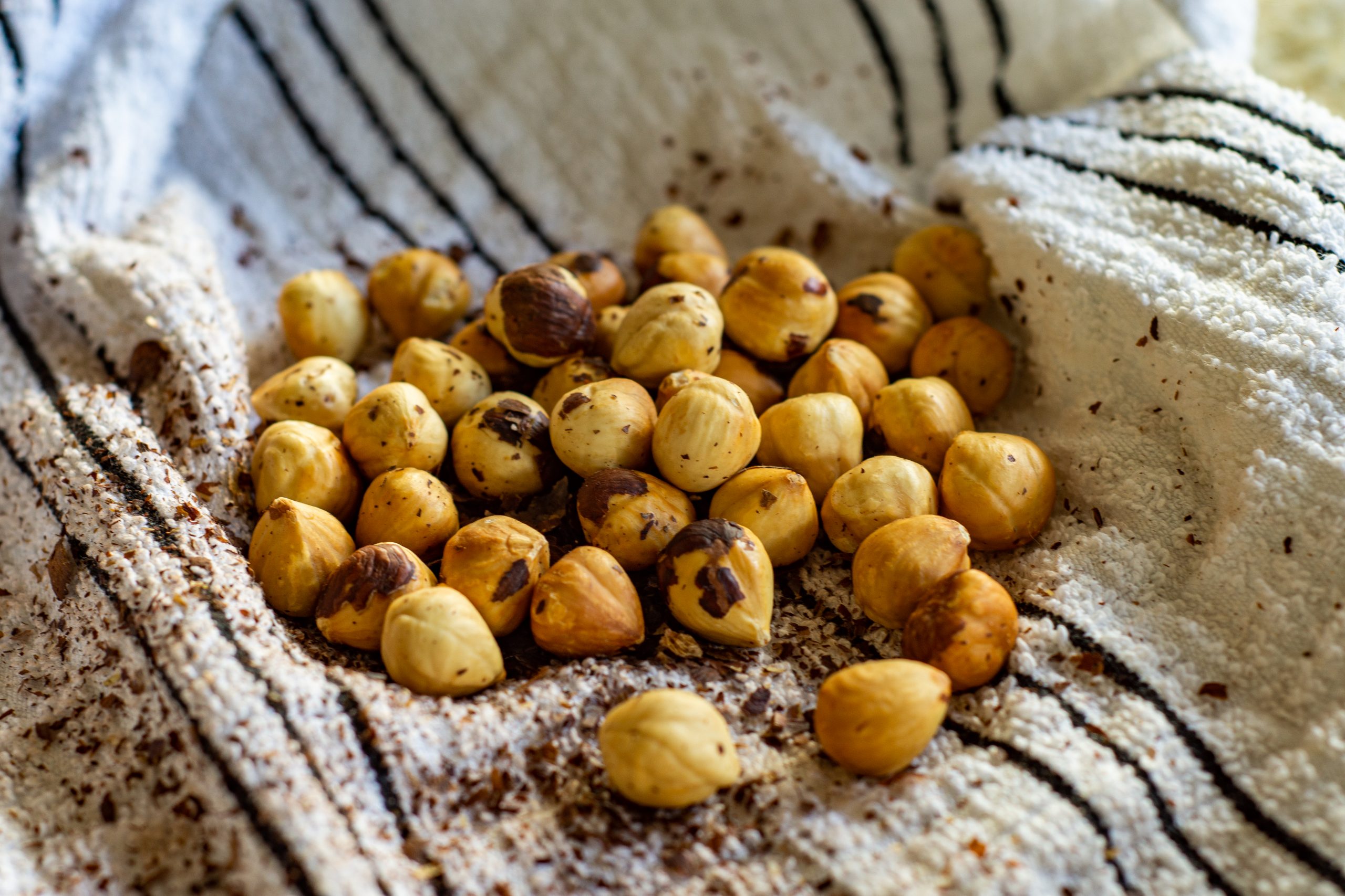 hazelnuts in a dishcloth